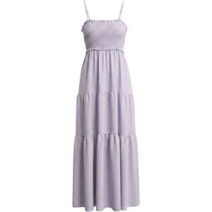 Mary & Mo Maxi Dress Womens Small Lavender Good Tiered Smocked Ruffle